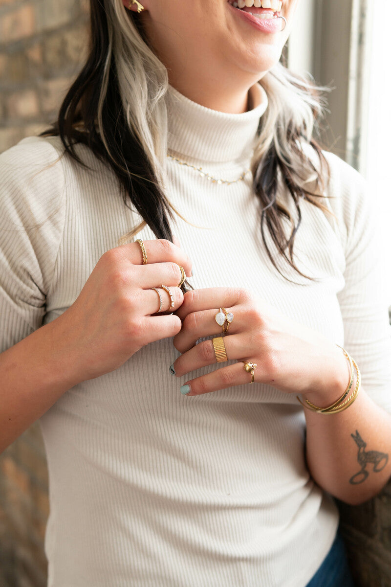 Stately Striped Brass Ring