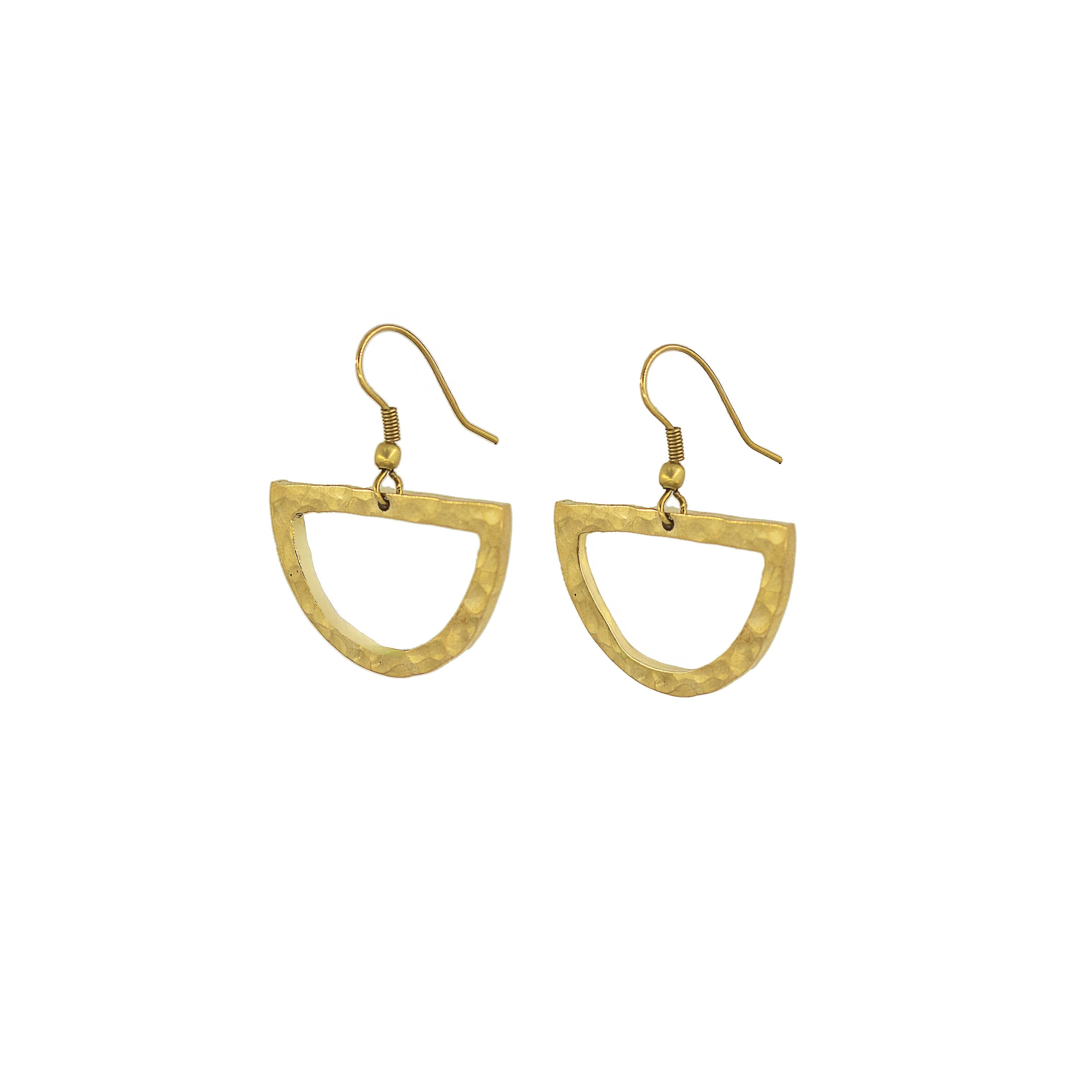 Brass Hollow Half Circle Earrings - Jano