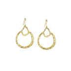 Hammered Double Teardrop Brass Earrings for Women - Kobe