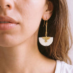 Brass Drop With Bone Earrings for Women - Koa