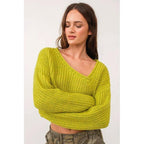 Brat Green Asymmetric Neckline Knit Crop Top Sweater [Available in SM and M] by The Bullish Store