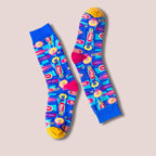 Bright Idea! Light Bulb Colorful Cotton Socks | Blue Women‘s Crew Socks by The Bullish Store