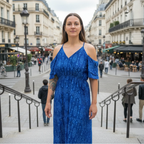Broken Bow Cold Shoulder Maxi Dress in Blue Aztec by The Bullish Store