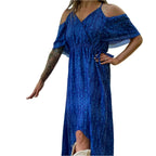 Broken Bow Cold Shoulder Maxi Dress in Blue Aztec by The Bullish Store