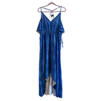 Broken Bow Cold Shoulder Maxi Dress in Blue Aztec by The Bullish Store