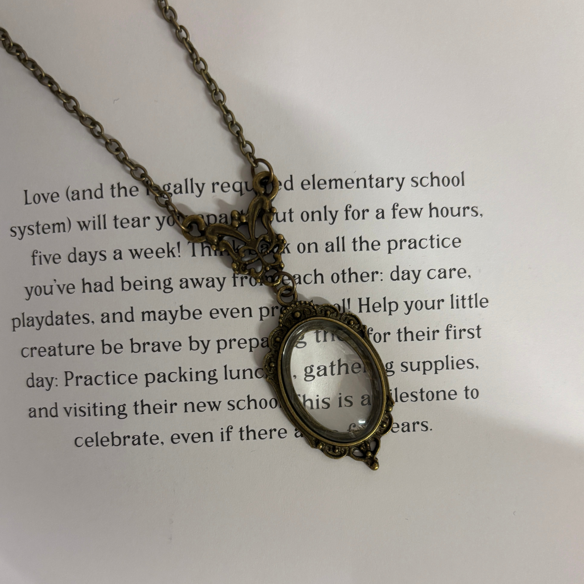 Bronze Magnifying Glass Pendant Necklace