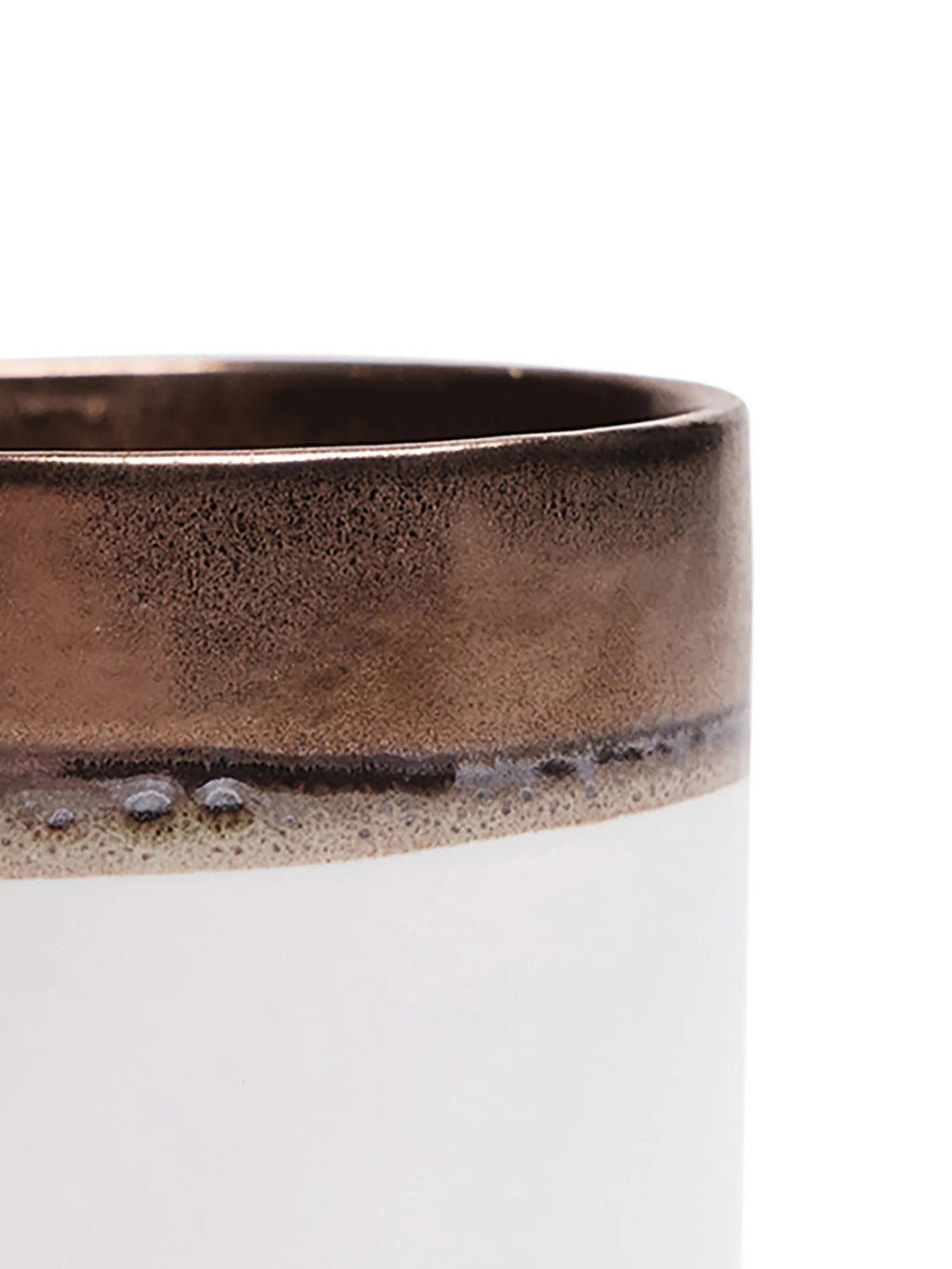 Bronze White Ceramic Plant Pot and Saucer