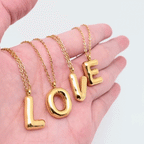 Bubble Shape Initials 18K Gold Plated Pendant Necklace | Alphabet Letter Charm Necklace by The Bullish Store