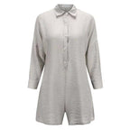 Button Shirt Cozy Rompers in Grey | One-Piece Long Sleeves Apparel [Size SM-XL] by The Bullish Store