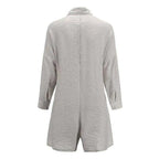 Button Shirt Cozy Rompers in Grey | One-Piece Long Sleeves Apparel [Size SM-XL] by The Bullish Store