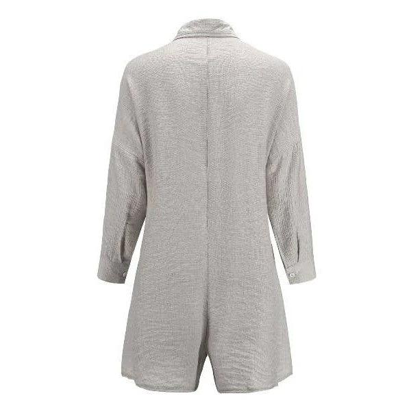 Button Shirt Cozy Rompers in Grey | One-Piece Long Sleeves Apparel [Size SM-XL] by The Bullish Store