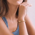 C-Shaped Open Cuff Brass Bracelet for Women - Dhahabu