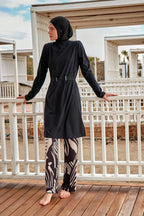Woven Black Burkini Modest Swimwear M2424