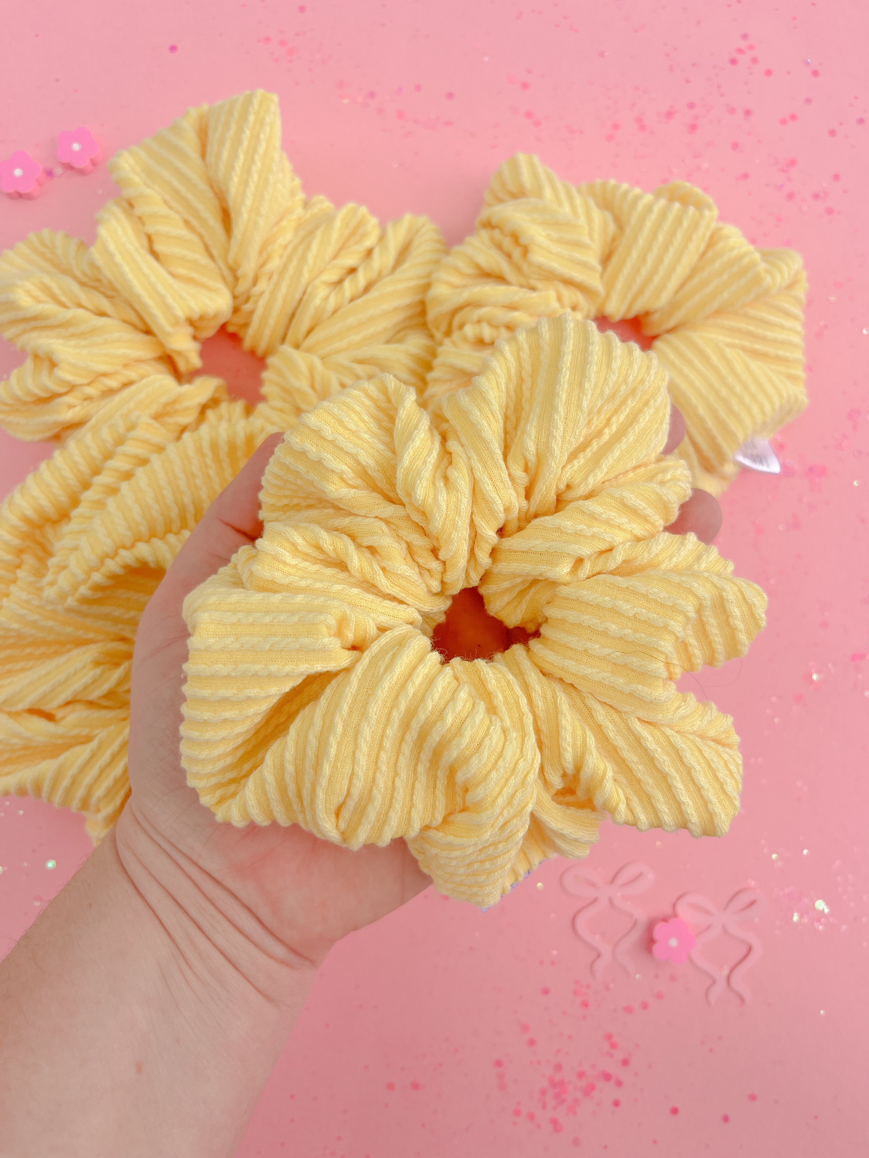 Butter Yellow Ribbed Scrunchy