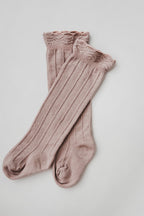 Ruffle Cotton Knee High Socks