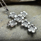 Plumeria Blossom Cross Necklace