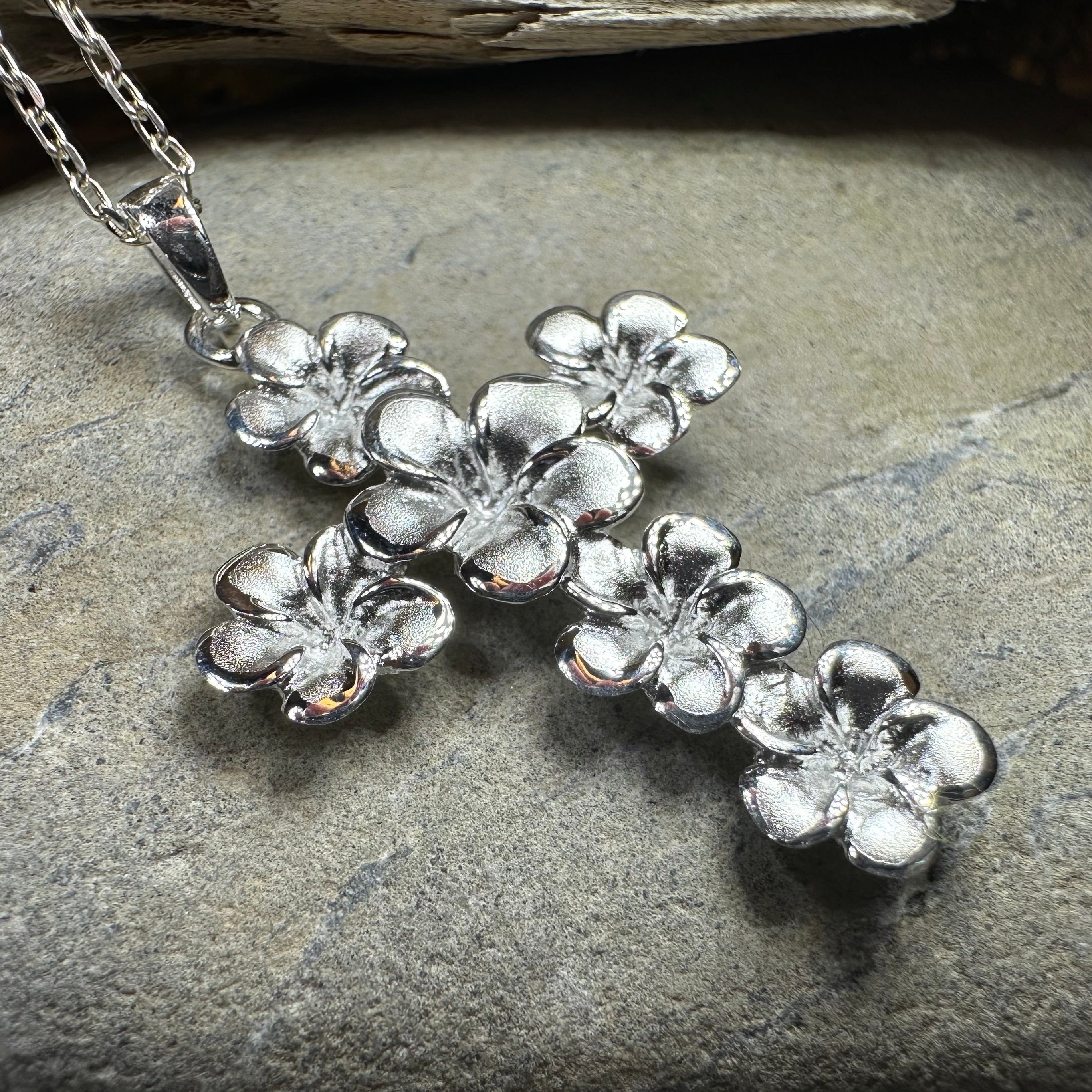 Plumeria Blossom Cross Necklace