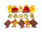 Set of 5 - Ready to give Combo includes Adjustable Penny Bangle Pair & One Fabric Kite in Velvet Potli Gift Bag for Makar Sankrant Haldi Kumkum Ceremony