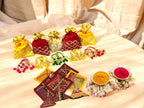 Set of 5 - Ready to give Combo includes One Adjustable Spiral Design Bangle Pair & One Fabric Kite in Velvet Potli Gift Bag for Makar Sankrant Haldi Kumkum Ceremony