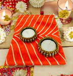 Ready-to gift Combo Set includes Two Kundan Diya's with Potli Gift Bag