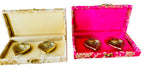 Ready-to-gift Combo Set includes Two Metal Diya's with Embroidered Gift Box set of 2  for Diwali or Indian Festivals or Occasions as Return Gift