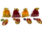 Ready-to-gift Combo Set includes One Beautiful Pearl Haldi Kumkum Plate & One Handpainted clay Diya with Potli Gift Bag Set of 4 for Diwali or Indian Festivals or Occasions as Return Gift