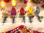 Ready-to-gift Combo Set includes Oxidized Nimbu Mirchi Charm & Hand painted Clay Diya with Potli Gift Bag Set of 5 for Diwali or Indian Festivals or Occasions as Return Gift