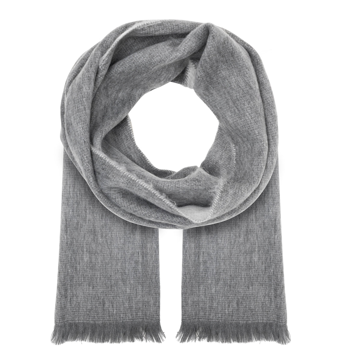 Alpaca Scarf (Dark Gray & White Double Weave)