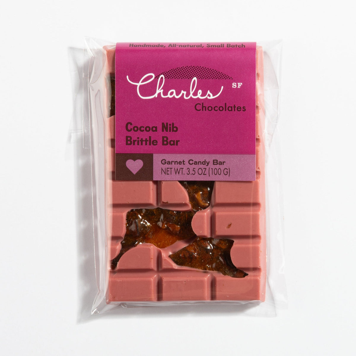 Ruby Garnet Chocolate Cocoa Nib Brittle Bar