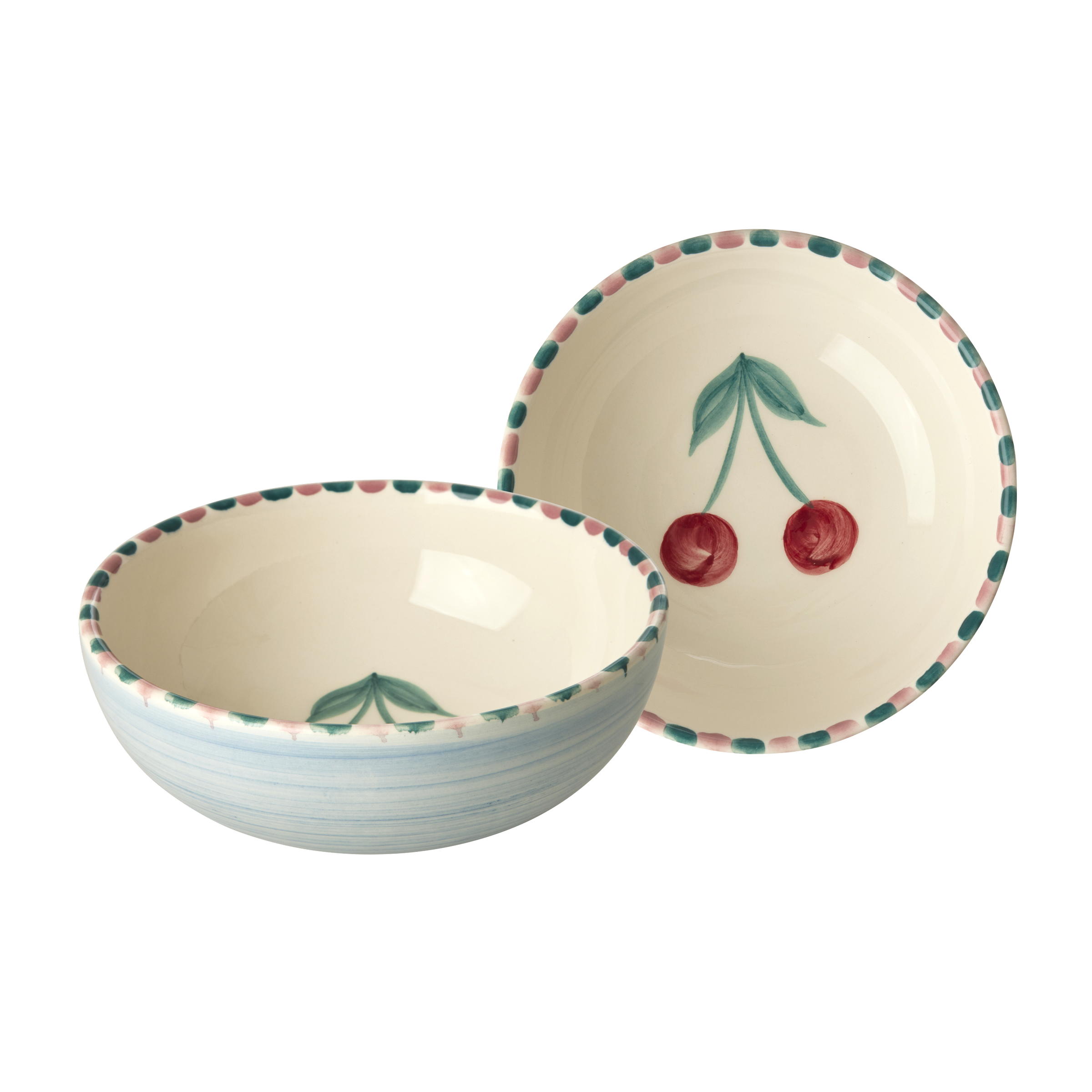 Ceramic Bowl with Hand Painted Cherry - 11.8 oz