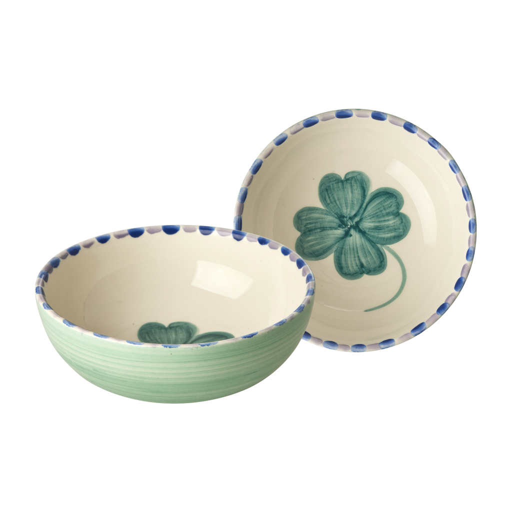 Ceramic Bowl with Hand Painted Good Luck Clover - 11.8 oz