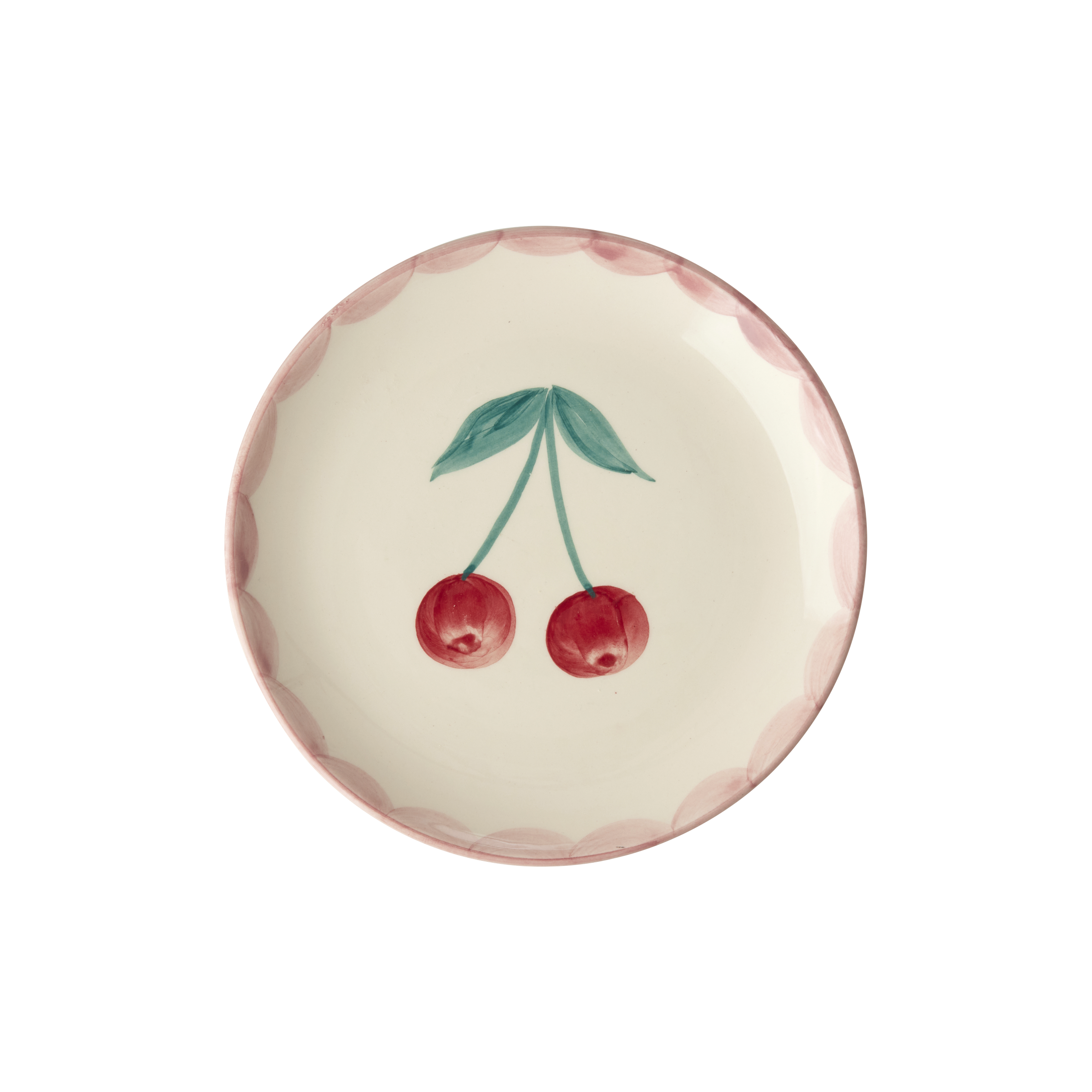 Ceramic Cake Plate with Hand Painted Cherries