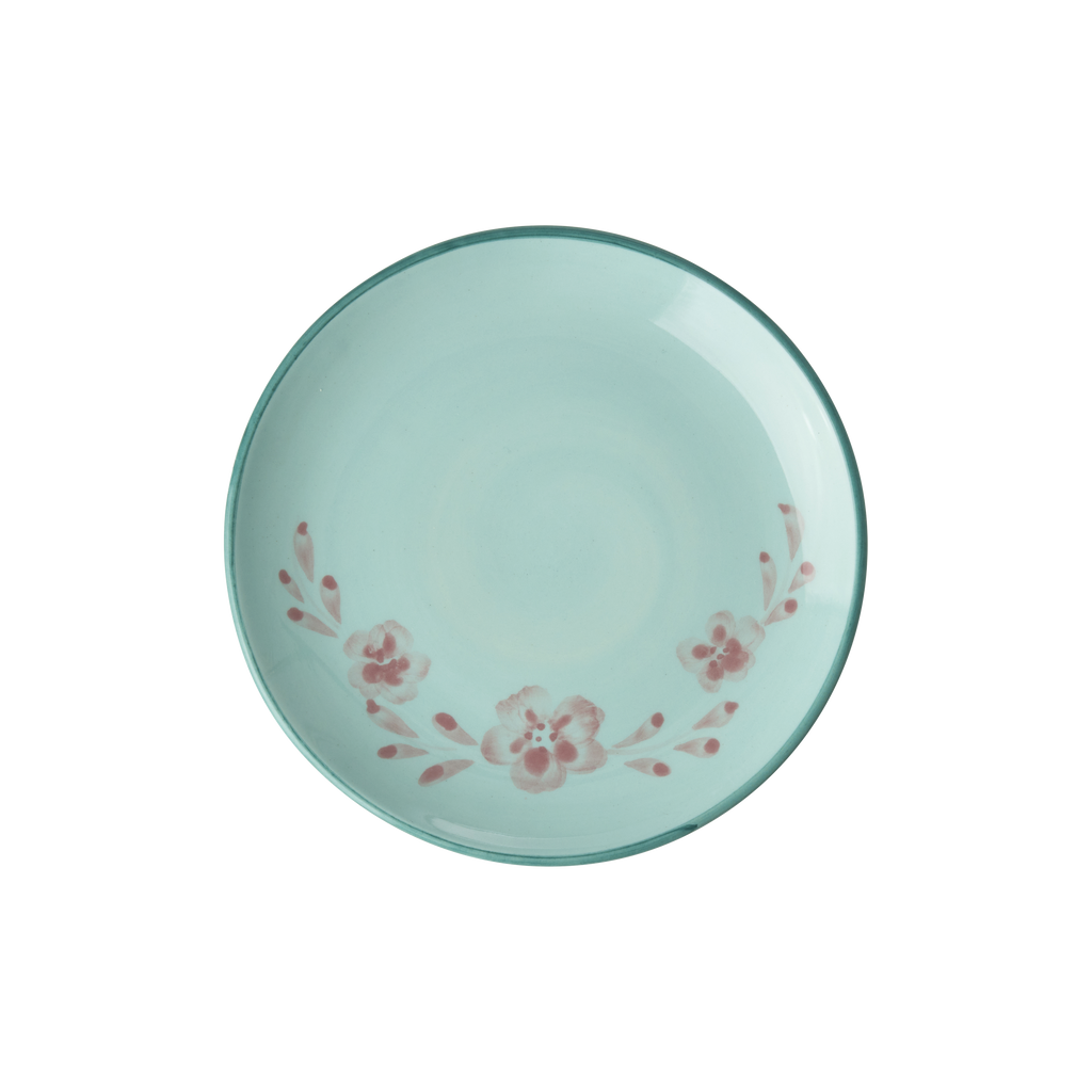 Ceramic Cake Plate with Hand Painted Flower Vine