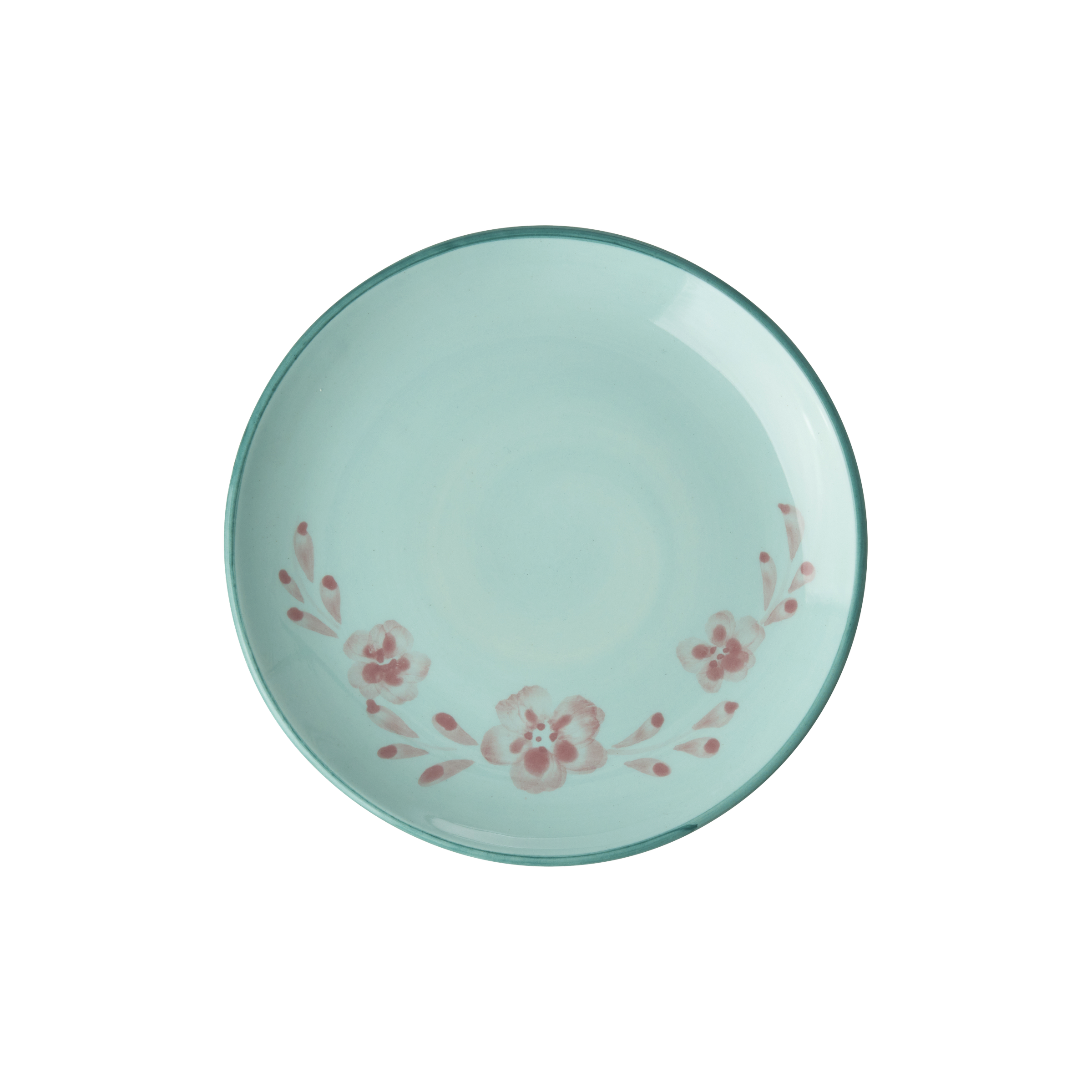 Ceramic Cake Plate with Hand Painted Flower Vine