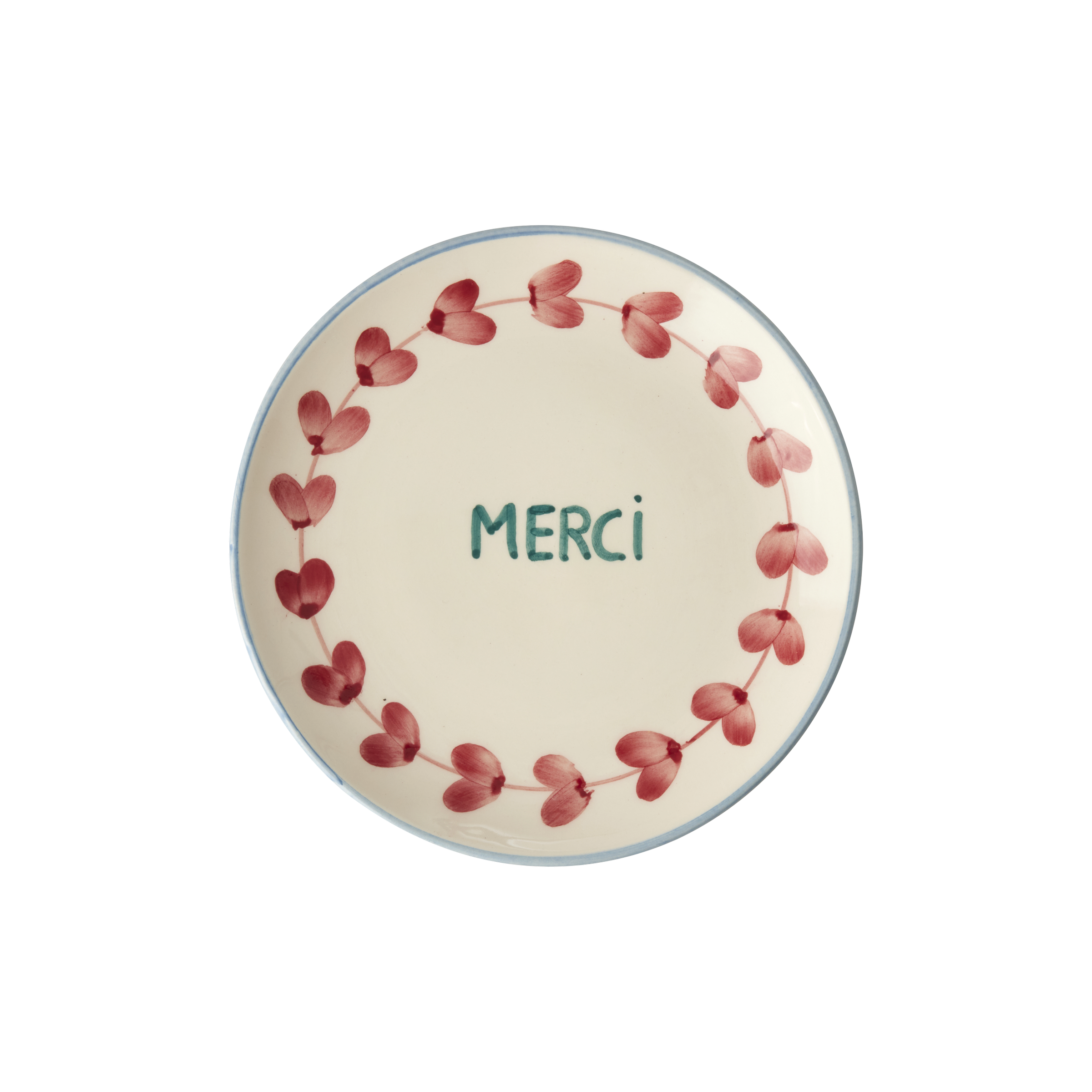 Ceramic Cake Plate with Hand Painted Merci