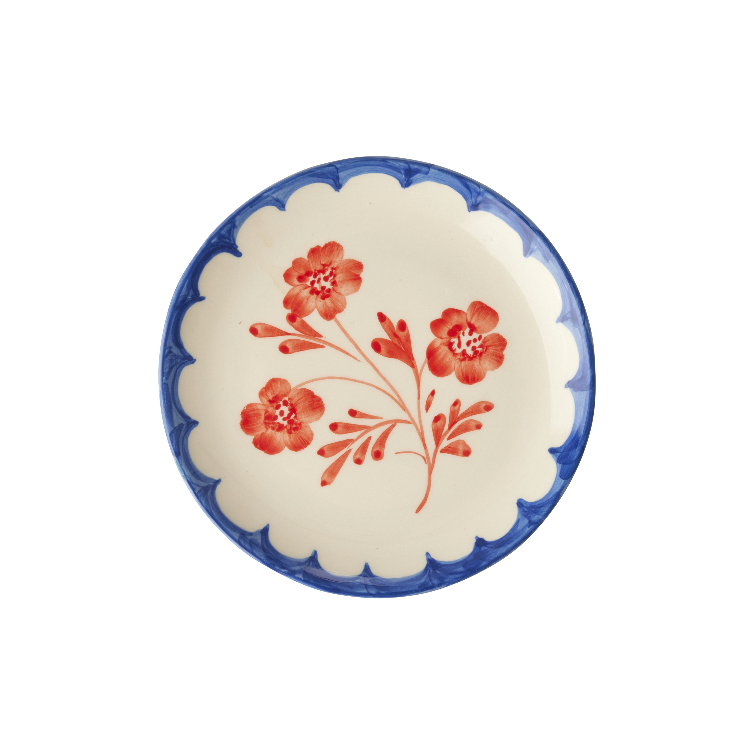 Ceramic Cake Plate with Hand Painted Vintage Flower
