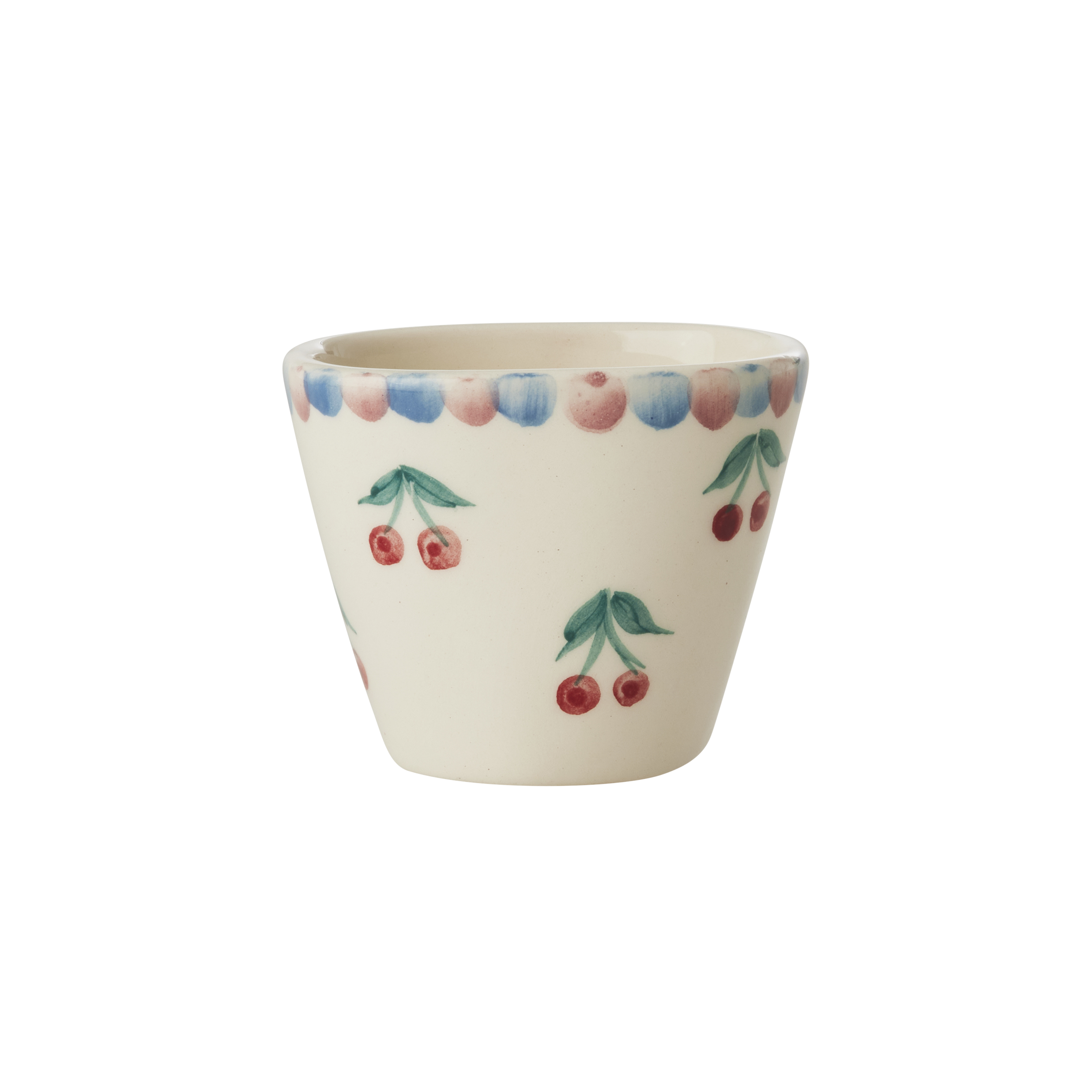 Ceramic Oval Espresso Cup with Hand Painted Cherries - 2.4 oz