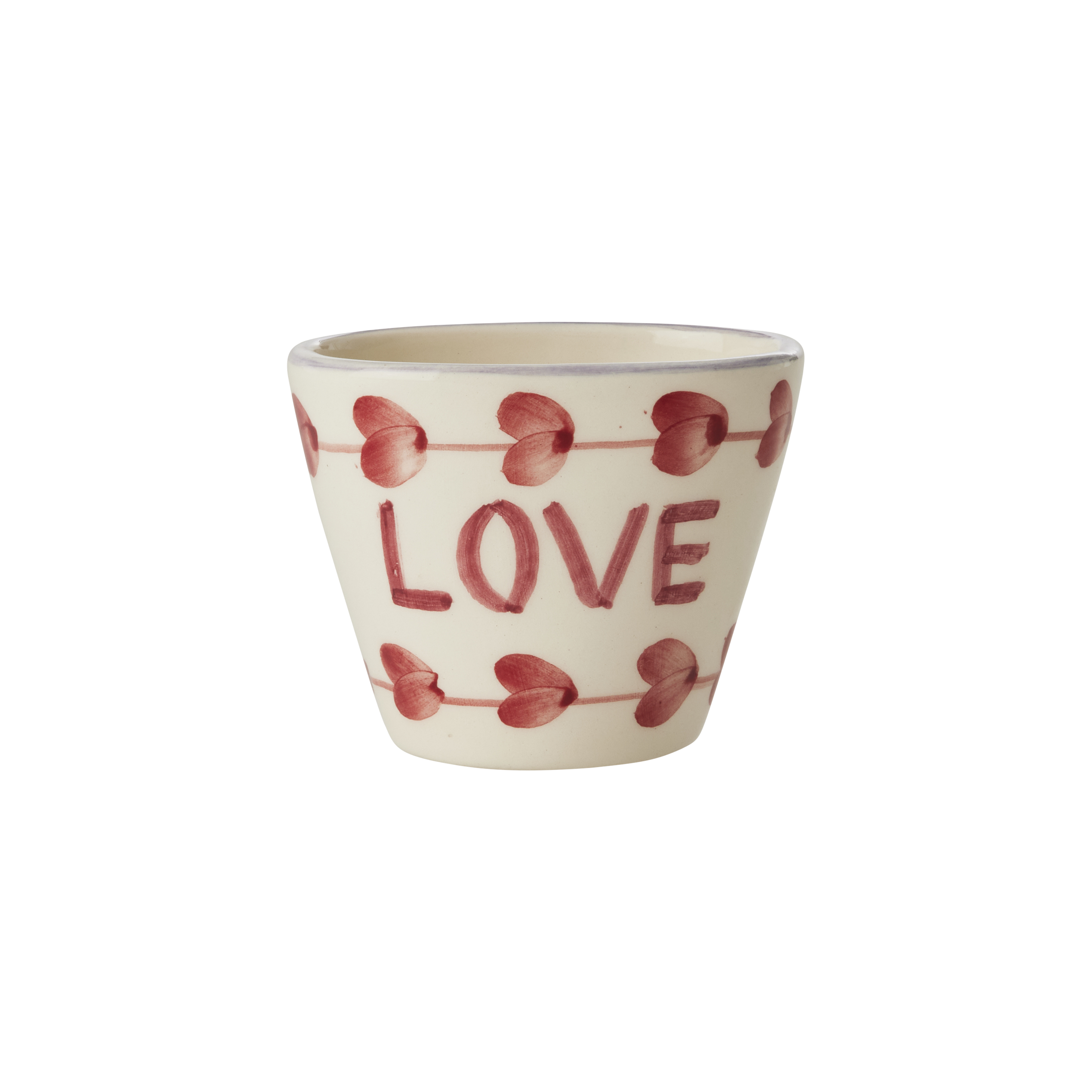 Ceramic Oval Espresso Cup with Hand Painted Love - 2.4 oz