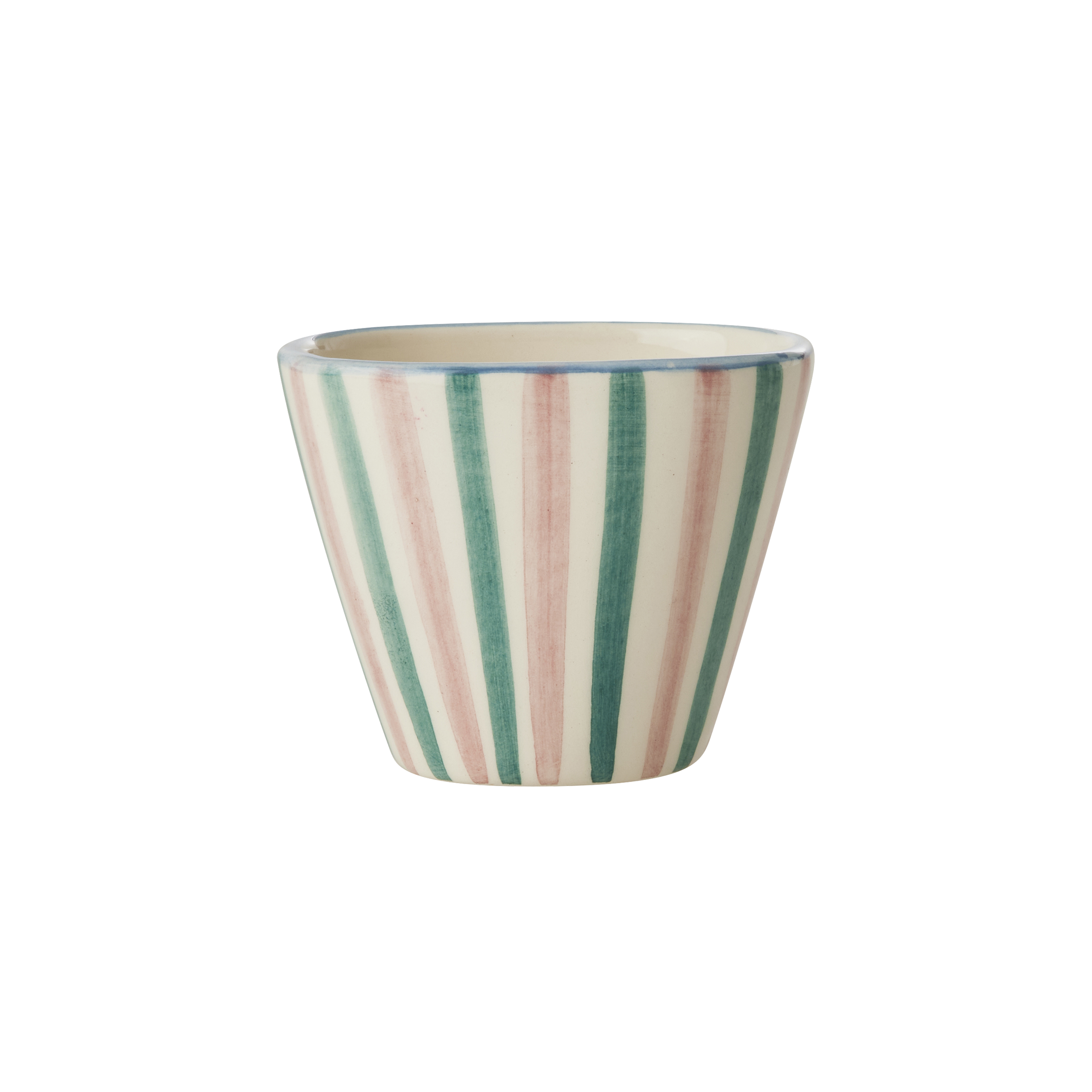 Ceramic Oval Espresso Cup with Hand Painted Stripes - 2.4 oz