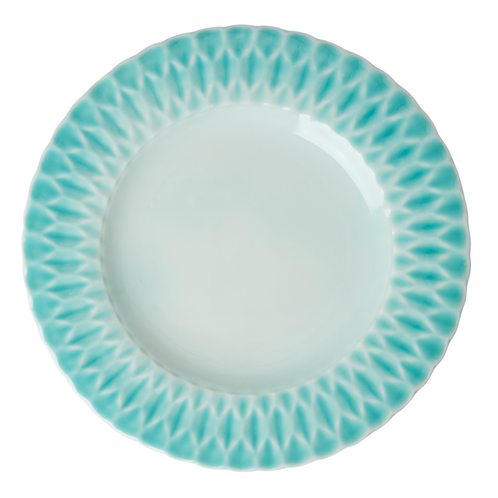 Ceramic Dinner Plate - Aqua. Set of 6 plates