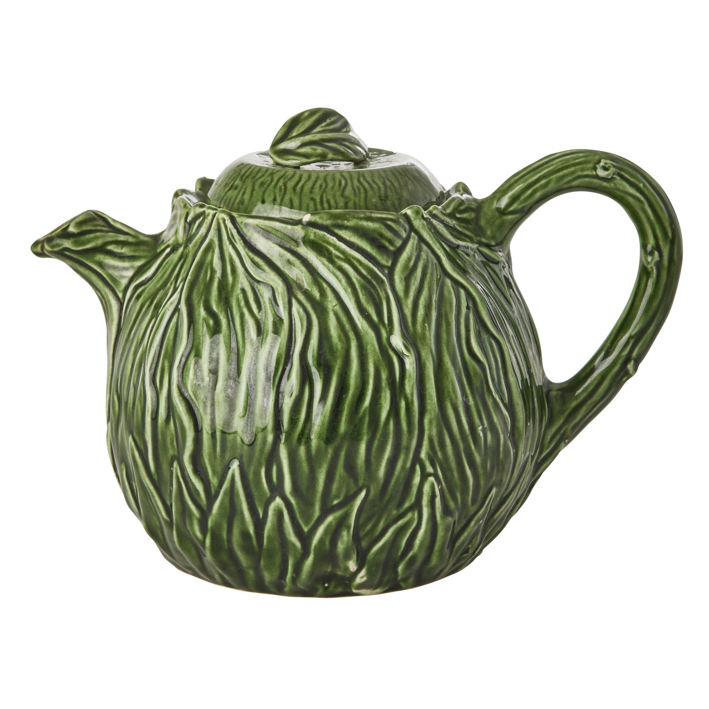 Ceramic Teapot with Embossed Kale Design - Hand Painted - 1,6L / 54.1 oz