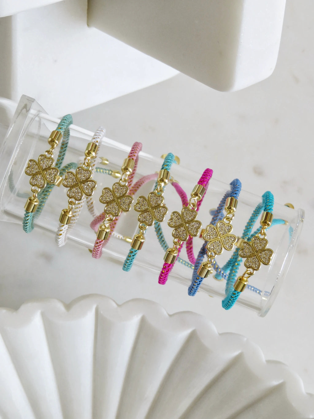 Heart Clover Bracelet - Adjustable Braided Cord by Curated By Suarez