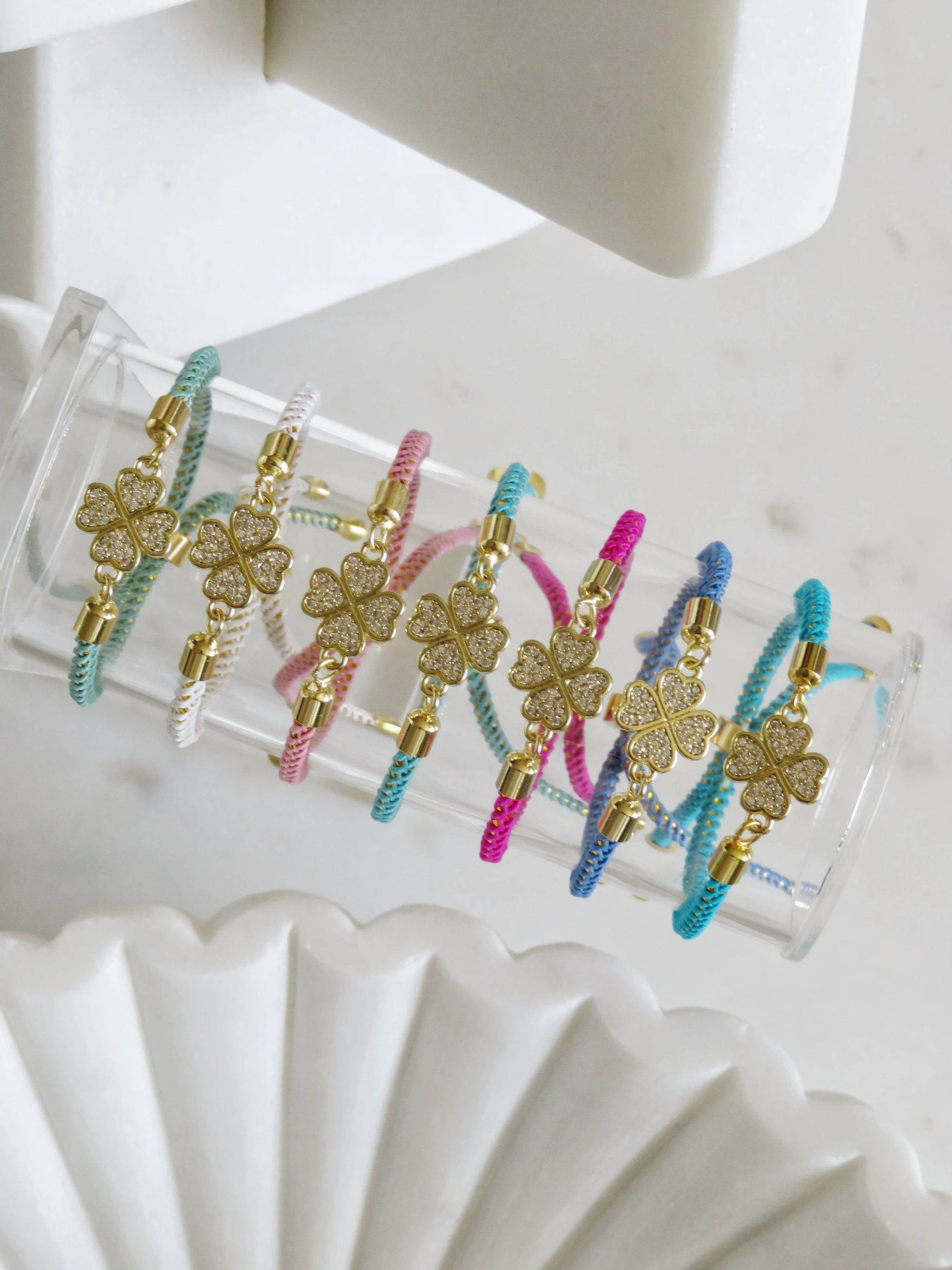 Heart Clover Bracelet - Adjustable Braided Cord by Curated By Suarez