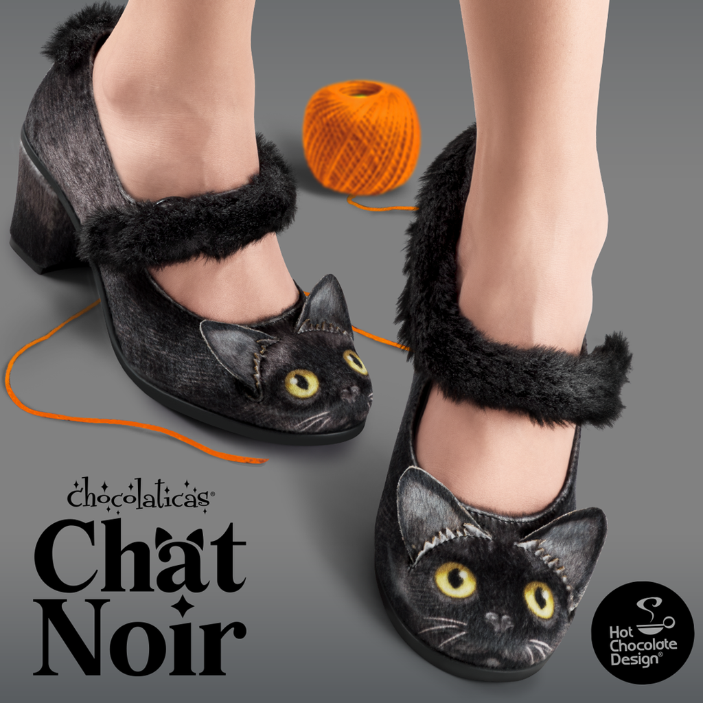 Chocolaticas® Mid Heels Chat Noir Women's Mary Jane Pump