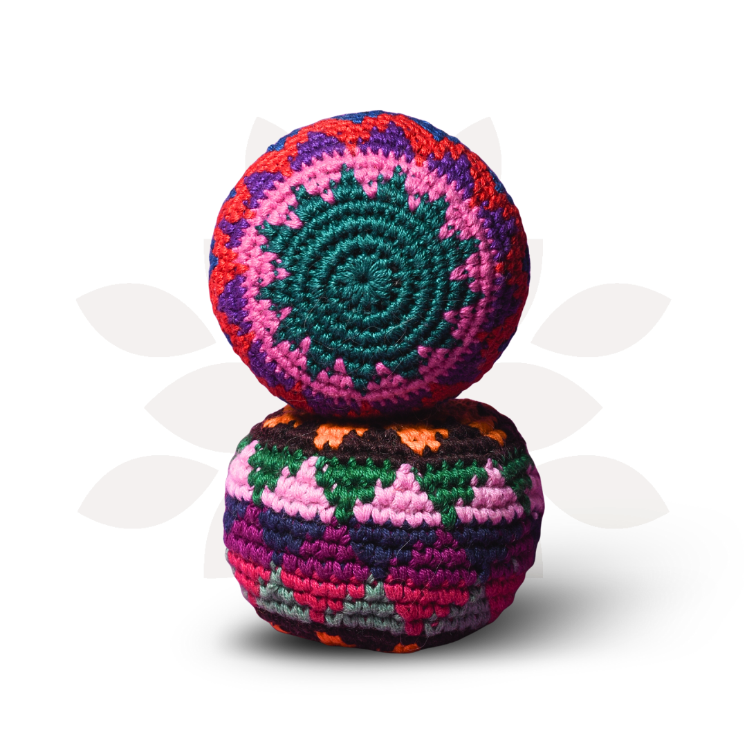 Knit Multicolor Foot Bag Stress Ball Hacky Bag Crochet Sack - Guatemala | Mexico