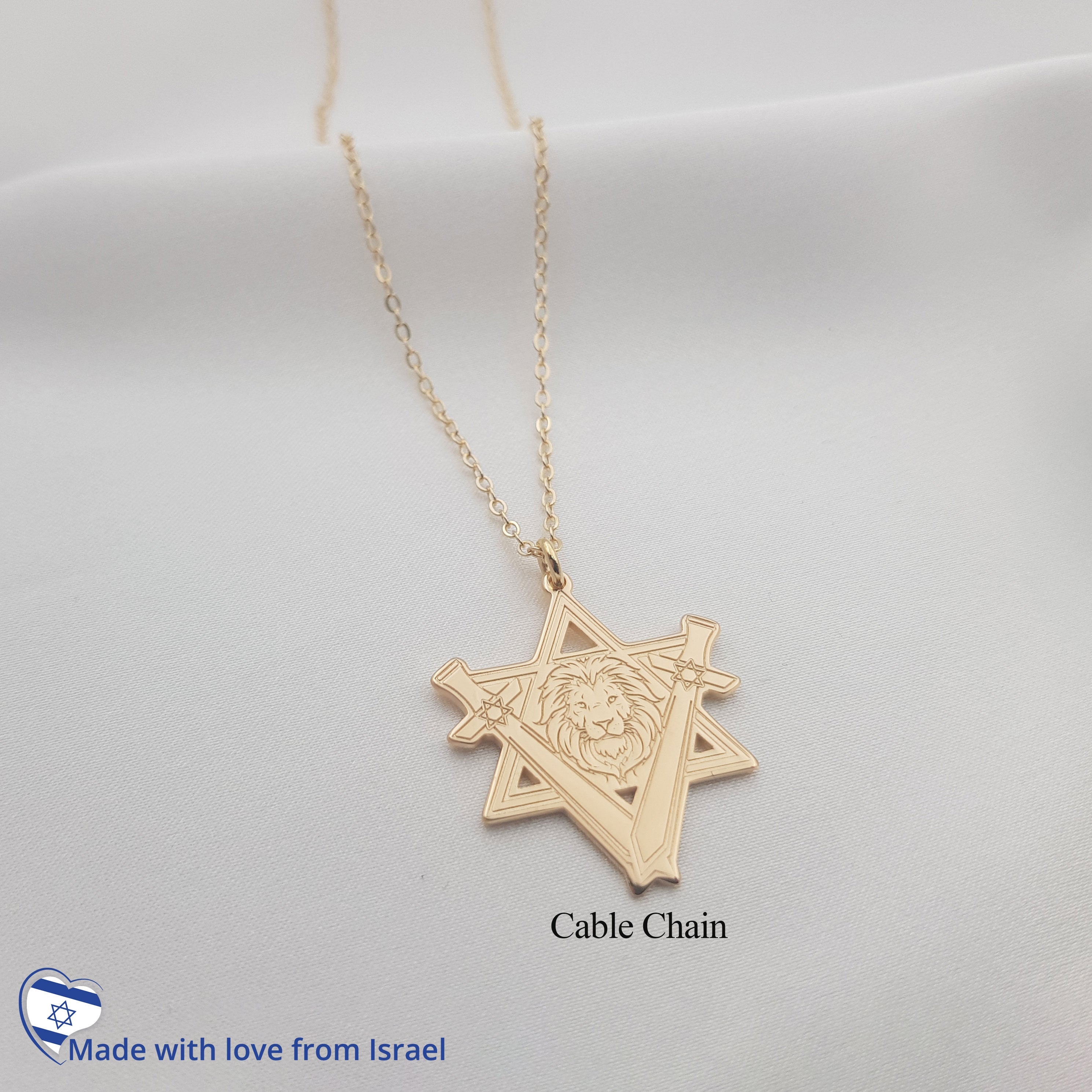 Star of David Lion Necklace