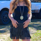 Catalena Fringe Rhinestone Skort Miniskirt Shorts in Black [Available in SM-L]