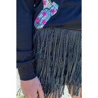 Catalena Fringe Rhinestone Skort Miniskirt Shorts in Black [Available in SM-L]