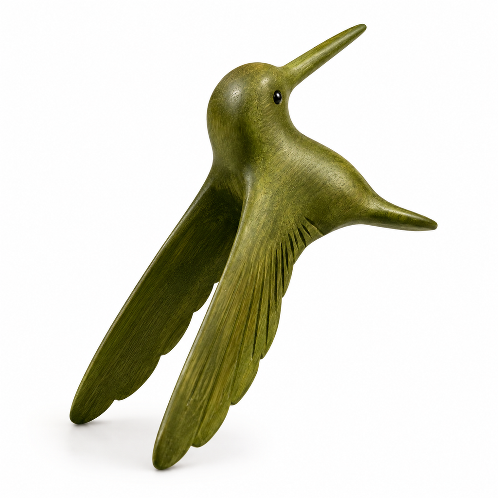 Green Wood Hummingbird Figurine Decoration