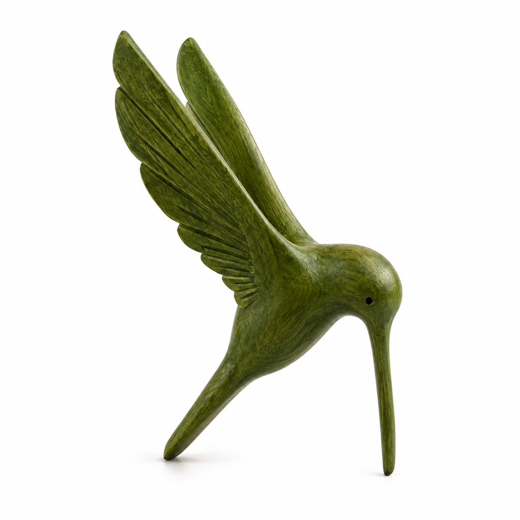 Green Wood Hummingbird Figurine Decoration